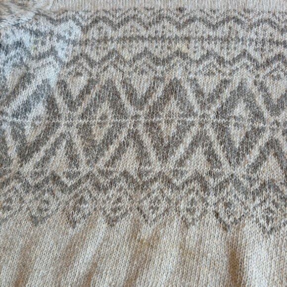 L.L. Bean Sweaters - L.L. Bean Fair Isle Sweater Womens M Petite Gray Cotton Nordic Crewneck